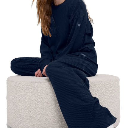 alo Women's Muse Crew Neck Pullover Navy