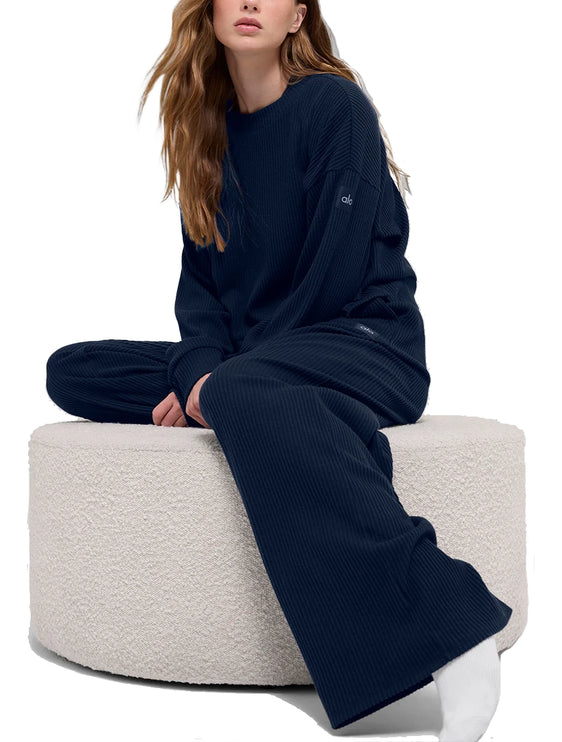 alo Women's Muse Crew Neck Pullover Navy
