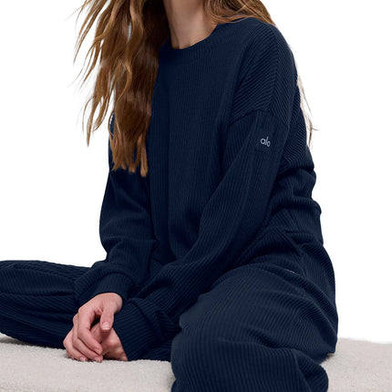 alo Women's Muse Crew Neck Pullover Navy