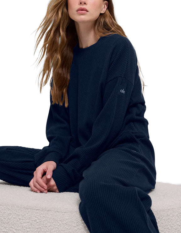 alo Women's Muse Crew Neck Pullover Navy
