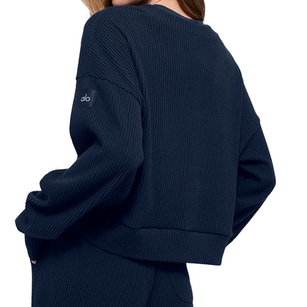 alo Women's Muse Crew Neck Pullover Navy