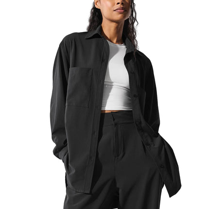 alo Women's Dreamscape Button Down Long Sleeve Black