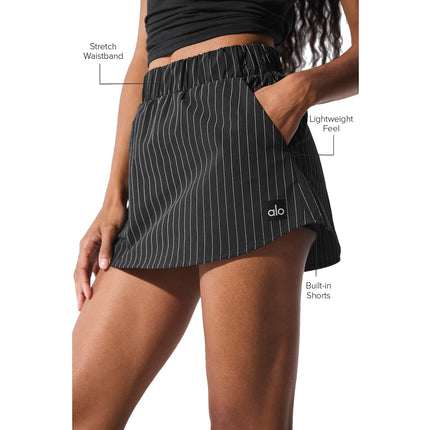 alo Women's Pinstripe Daylight Mini Skirt Black/Titanium