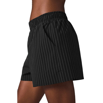alo Women's Pinstripe Daylight Boxer Short Black/Titanium