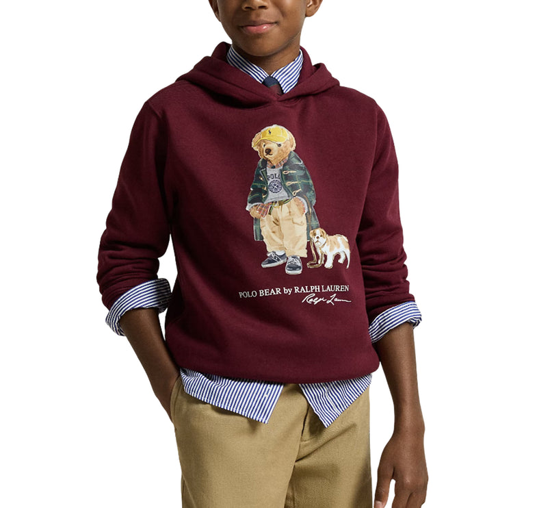 Polo Ralph Lauren Boy's Polo Bear Fleece Hoodie Classic Wine