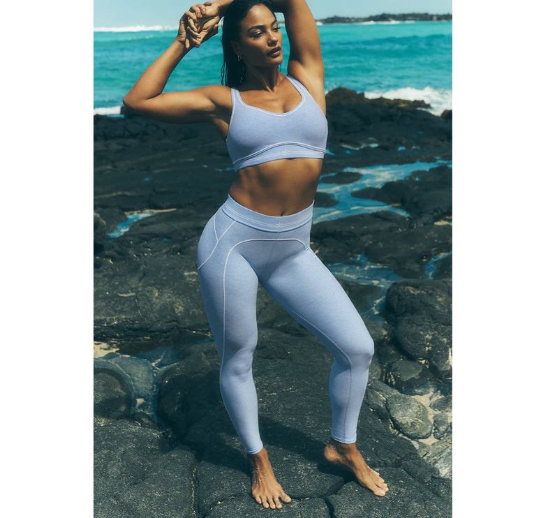 alo Women's Alosoft High-Waist Heart Throb Legging Seashell Blue Heather/White