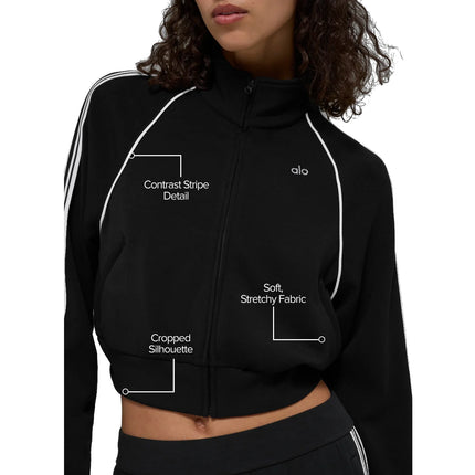 alo Women's Track Star Full Zip Jacket Black