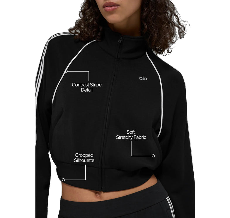 alo Women's Track Star Full Zip Jacket Black