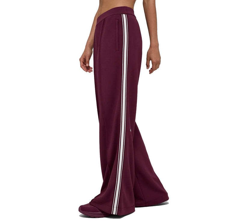 alo Women's Track Star Wide Leg Pant 30" (Regular) Burgundy