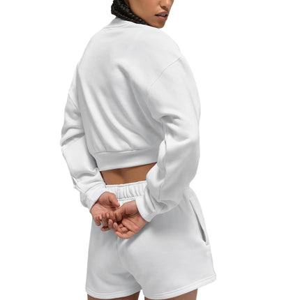 alo Women's Cropped Accolade Crewneck White