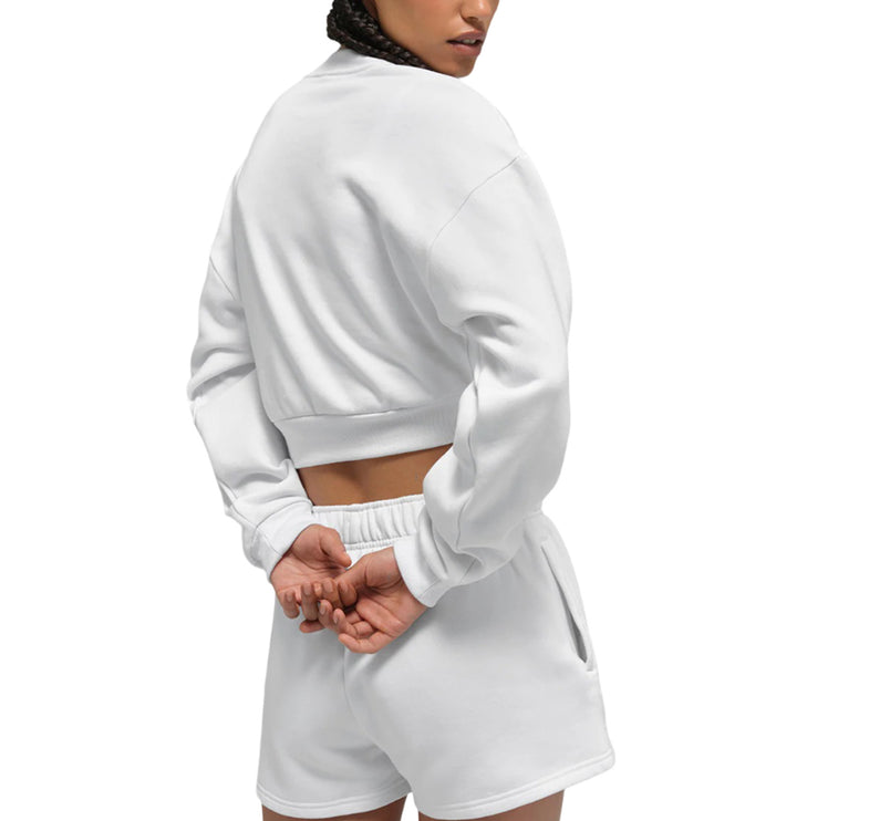 alo Women's Cropped Accolade Crewneck White