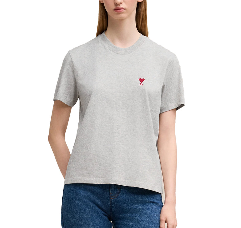 AMI Alexandre Mattiussi Unisex Ami de Coeur Small Logo T-Shirt Heather Grey - Hemen Kargoda