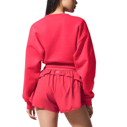 alo Women's Cropped Accolade Crewneck Candy Red