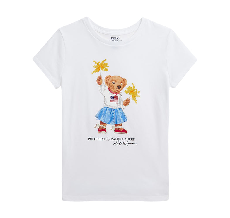 Polo Ralph Lauren Girl's Polo Bear Cotton Jersey Tee White