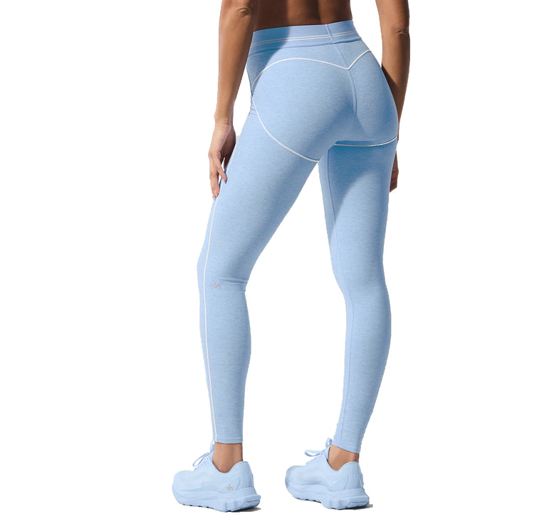 alo Women's Alosoft High-Waist Heart Throb Legging Seashell Blue Heather/White