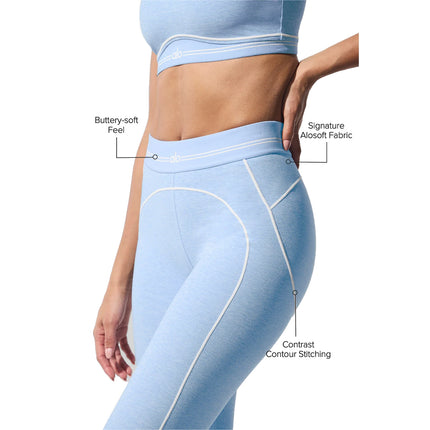 alo Women's Alosoft High-Waist Heart Throb Legging Seashell Blue Heather/White