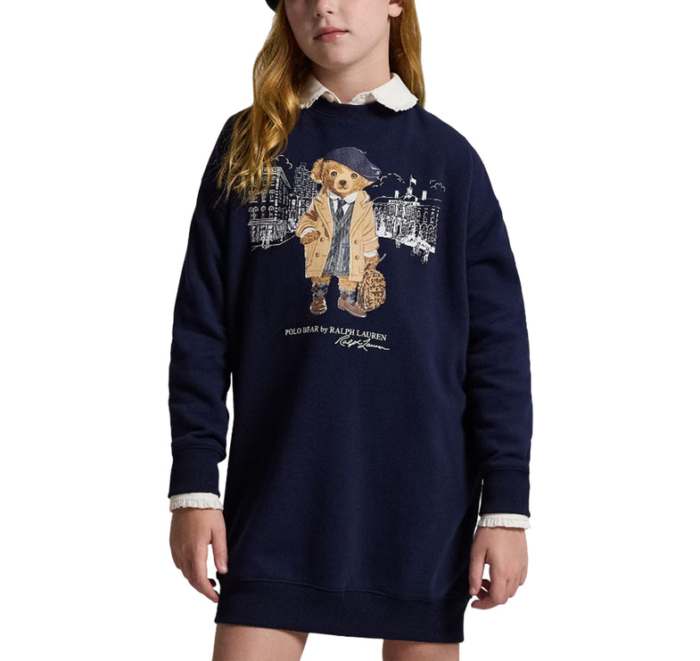 Polo Ralph Lauren Girl's Polo Bear Fleece Sweatshirt Dress Refined Navy