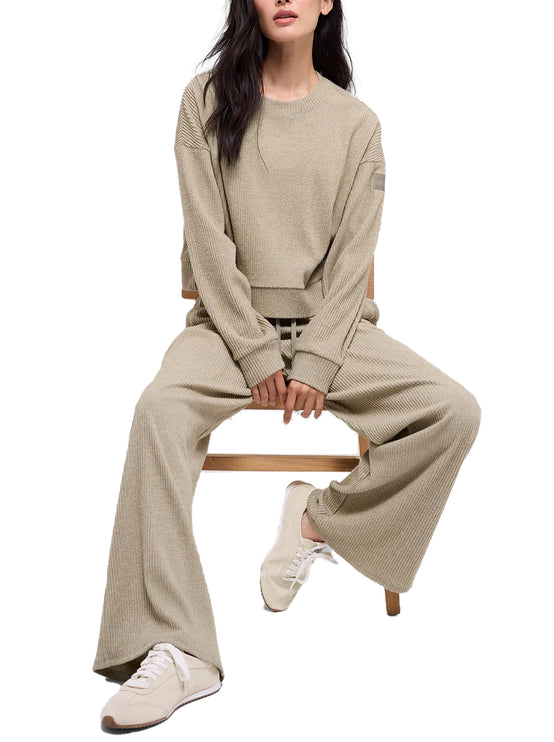 alo Women's Muse Wide Leg Pant Gravel Heather
