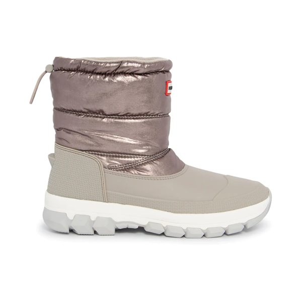 Hunter Women's Insulated Metallic Short Snow Boots Dark Silver/Hail Grey - Hemen Kargoda