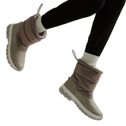 Hunter Women's Insulated Metallic Short Snow Boots Dark Silver/Hail Grey - Hemen Kargoda