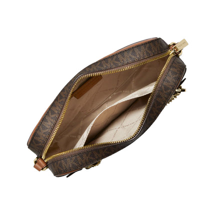 Michael Kors Women's Jet Set Large Logo Crossbody Bag Brown - Hemen Kargoda