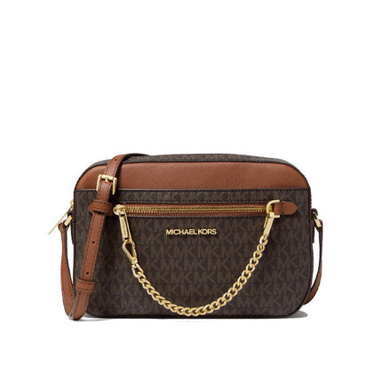 Michael Kors Women's Jet Set Large Logo Crossbody Bag Brown - Hemen Kargoda